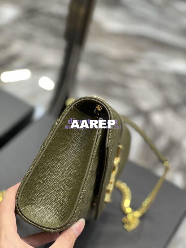 Replica Ysl Envelope Small Bag In Mix Matelasse Grain De Poudre Embossed Leather 526286 Olive Green 6