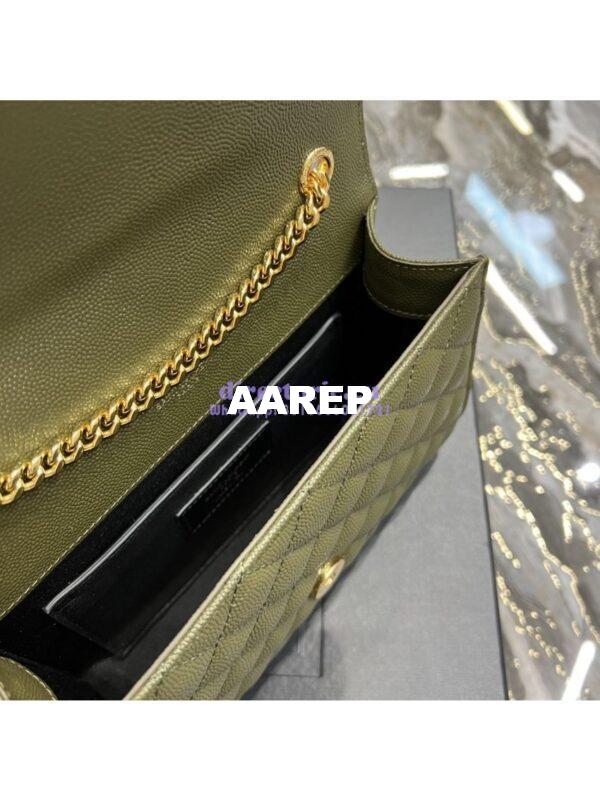Replica Ysl Envelope Small Bag In Mix Matelasse Grain De Poudre Embossed Leather 526286 Olive Green 11