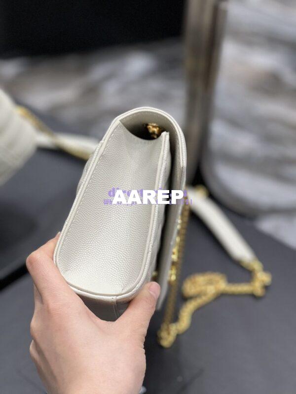 Replica Ysl Envelope Small Bag In Mix Matelasse Grain De Poudre Embossed Leather 526286 White Ghw 7