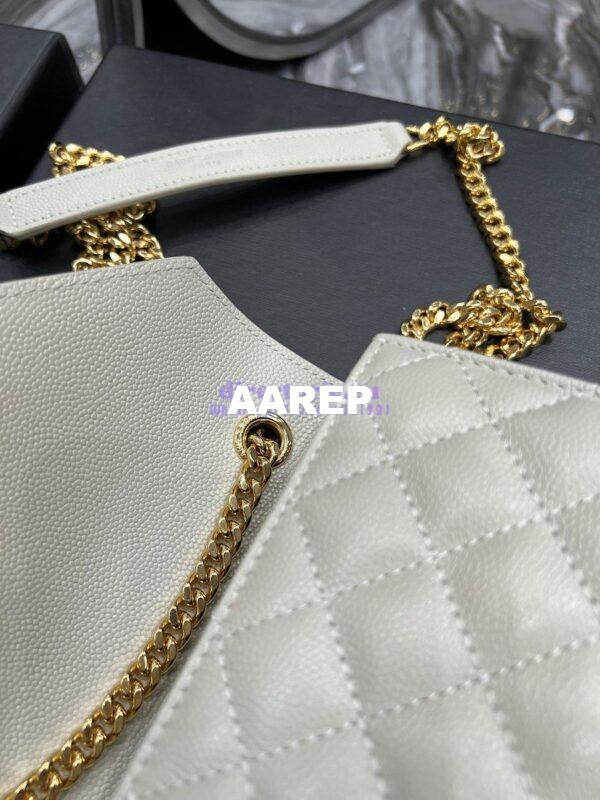 Replica Ysl Envelope Small Bag In Mix Matelasse Grain De Poudre Embossed Leather 526286 White Ghw 9