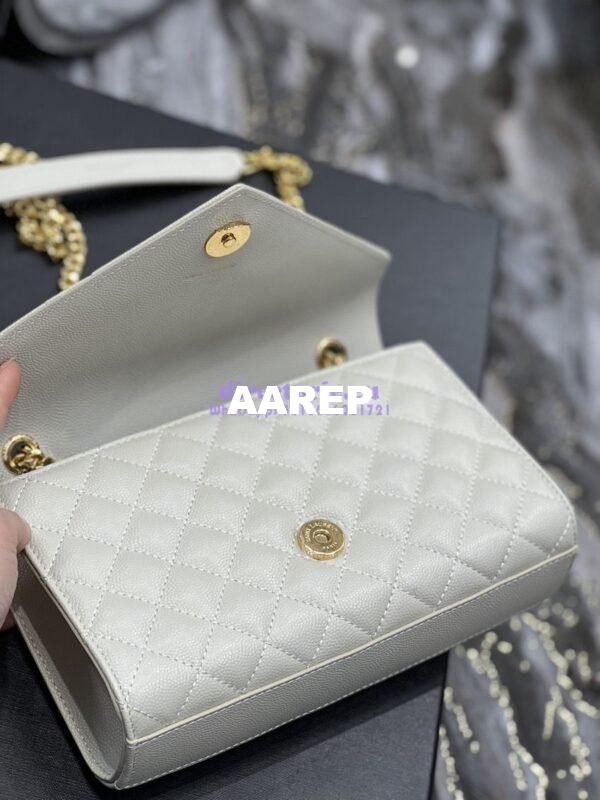 Replica Ysl Envelope Small Bag In Mix Matelasse Grain De Poudre Embossed Leather 526286 White Ghw 10