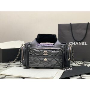 Replica Chanel Large Bowling Bag Nylon & Silver-Tone Metal AS4364 Black