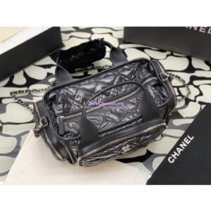 Replica Chanel Large Bowling Bag Nylon & Silver-Tone Metal AS4364 Black 2