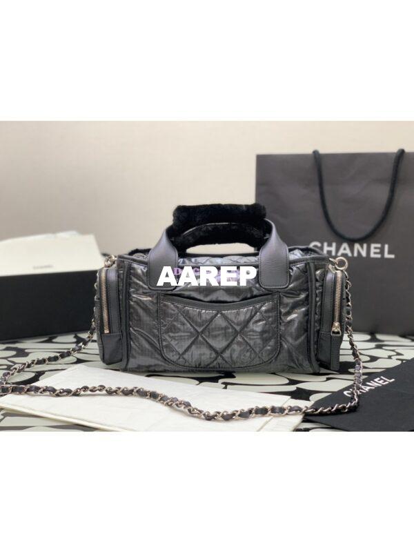 Replica Chanel Large Bowling Bag Nylon & Silver-Tone Metal AS4364 Black 8