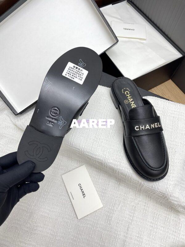 Replica CHANEL 25SS LOGO RHINESTONES CALFSKIN MULES G37432 BLACK 11
