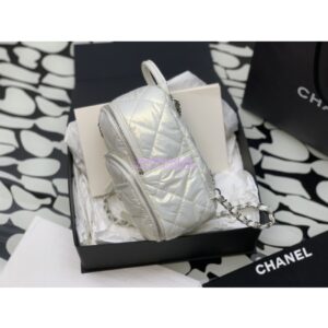 Replica Chanel 24C Backpack Nylon & Silver-Tone Metal AS4366 White 2