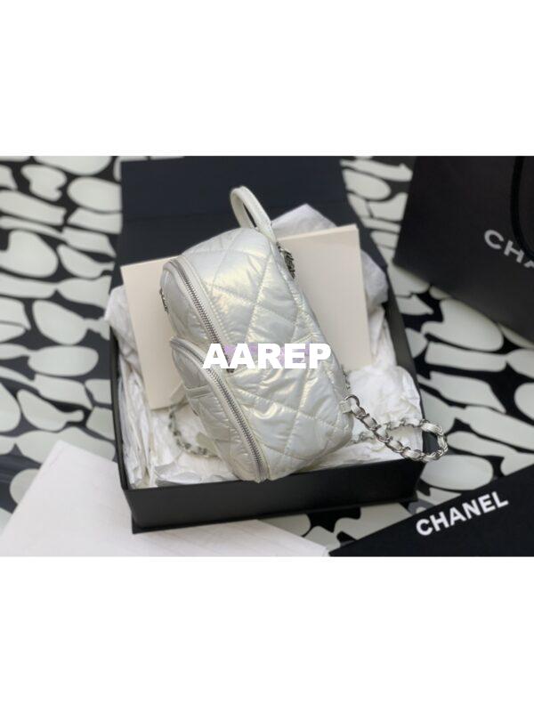 Replica Chanel 24C Backpack Nylon & Silver-Tone Metal AS4366 White 2
