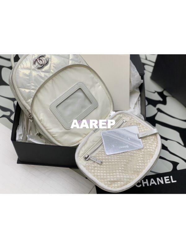 Replica Chanel 24C Backpack Nylon & Silver-Tone Metal AS4366 White 4