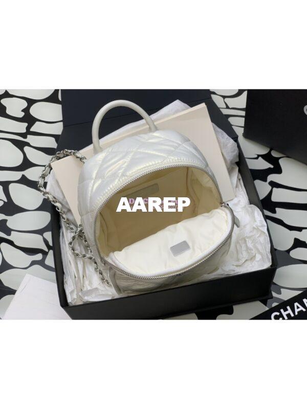 Replica Chanel 24C Backpack Nylon & Silver-Tone Metal AS4366 White 8
