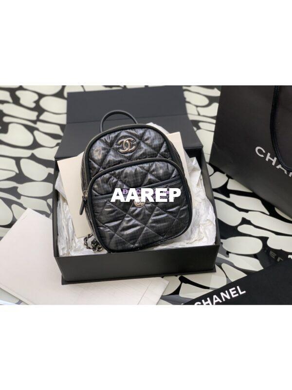 Replica Chanel 24C Backpack Nylon & Silver-Tone Metal AS4366 Black
