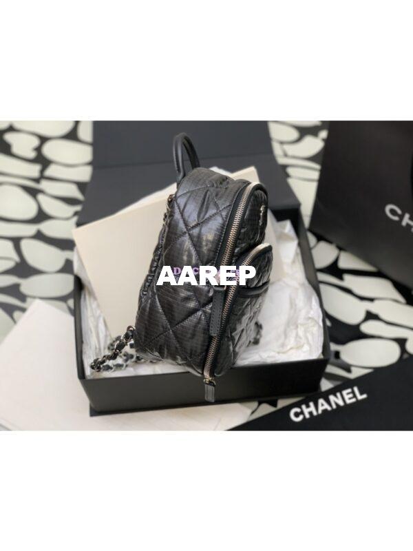 Replica Chanel 24C Backpack Nylon & Silver-Tone Metal AS4366 Black 2