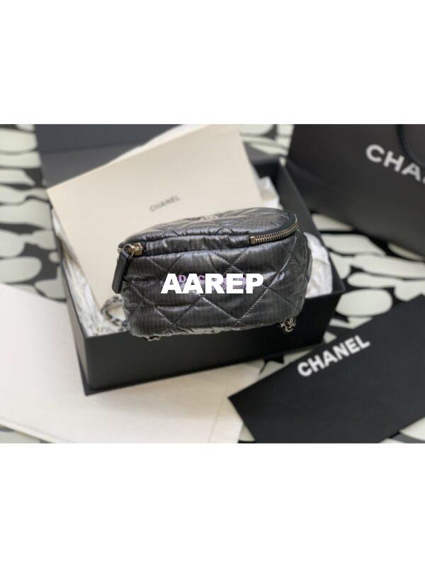 Replica Chanel 24C Backpack Nylon & Silver-Tone Metal AS4366 Black 9