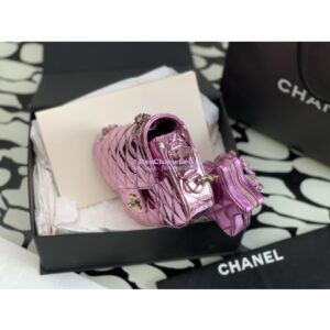 Replica Chanel Mini Flap Bag & Star Coin Purse in Mirror Calfskin Metallic Calfskin AS4647 Pink 2