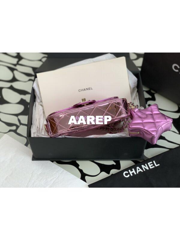 Replica Chanel Mini Flap Bag & Star Coin Purse in Mirror Calfskin Metallic Calfskin AS4647 Pink 5