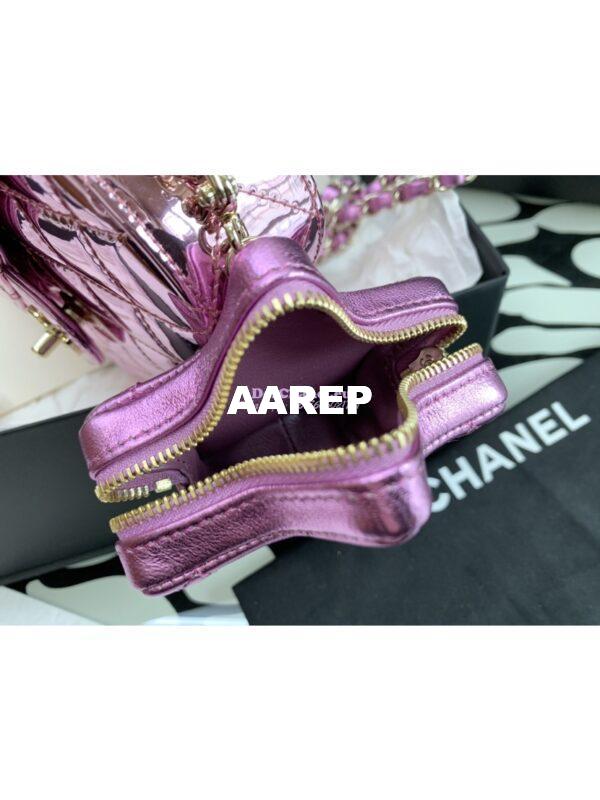 Replica Chanel Mini Flap Bag & Star Coin Purse in Mirror Calfskin Metallic Calfskin AS4647 Pink 7