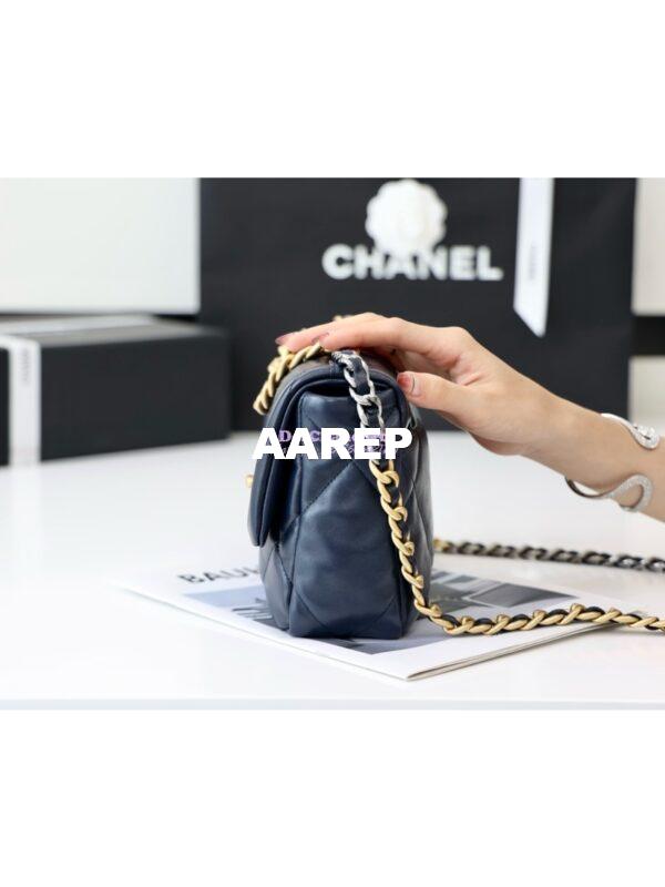 Replica Chanel 19 Small Flap Bag AS1160 Lambskin Dark blue 4