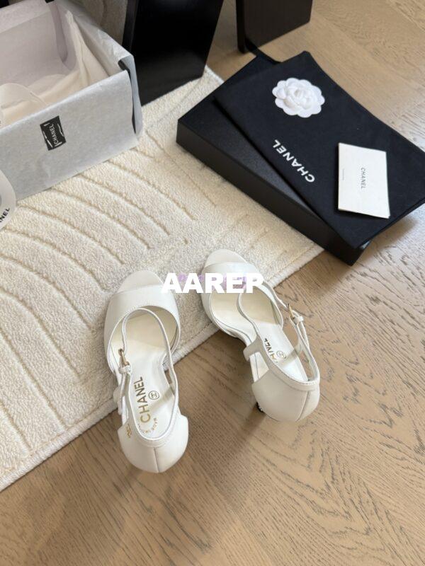 Replica Chanel 25SS Lambskin Sandals with Pearls Heel 8.5cm G46168 White 8