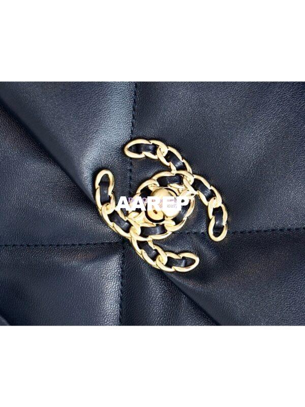 Replica Chanel 19 Small Flap Bag AS1160 Lambskin Dark blue 10