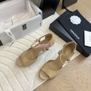 Replica CHANEL 25SS Lambskin Sandals with Pearls Heel 8.5cm G46168 Beige 2