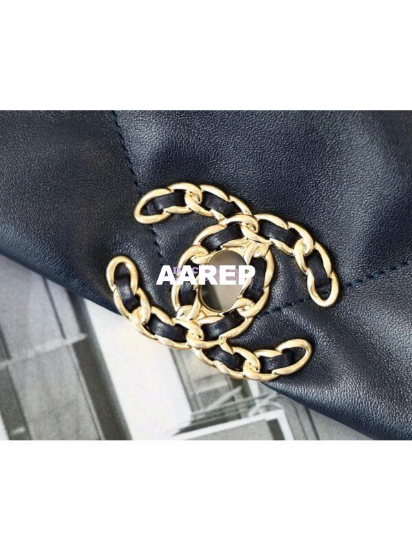 Replica Chanel 19 Small Flap Bag AS1160 Lambskin Dark blue 14