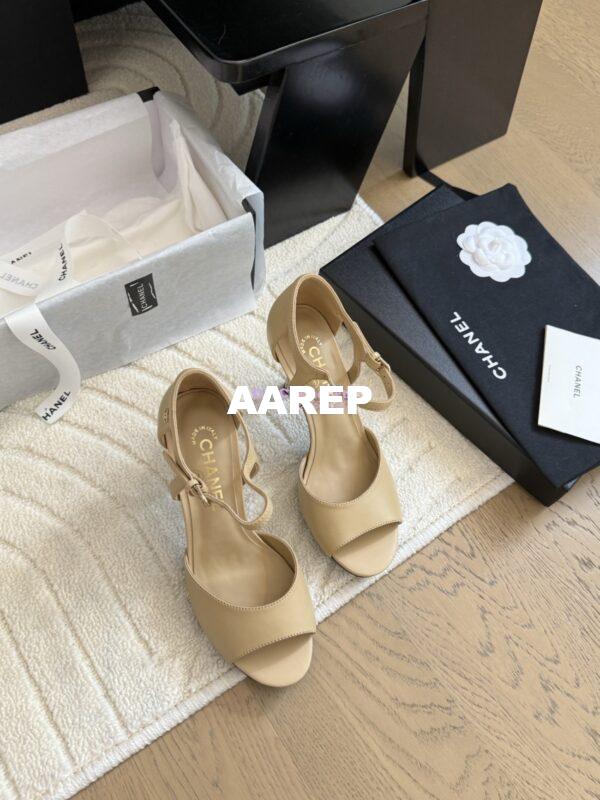 Replica CHANEL 25SS Lambskin Sandals with Pearls Heel 8.5cm G46168 Beige 10