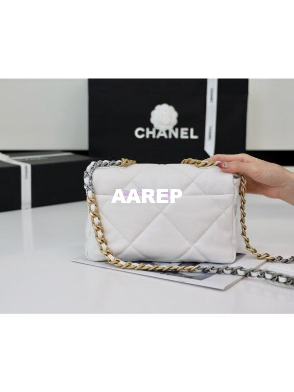 Replica Chanel 19 Small Flap Bag AS1160 Lambskin White Gold hardware 5