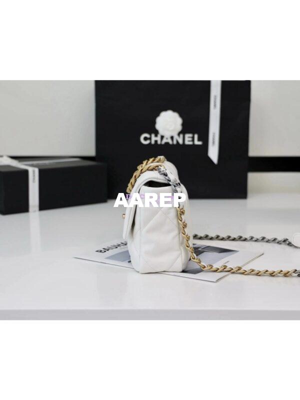 Replica Chanel 19 Small Flap Bag AS1160 Lambskin White Gold hardware 6