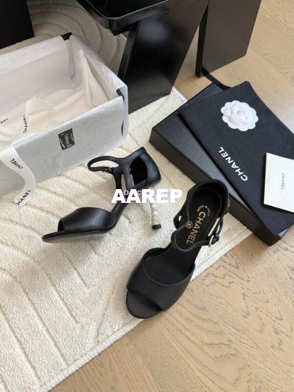 Replica Chanel 25SS Lambskin Sandals with Pearls Heel 8.5cm G46168 5