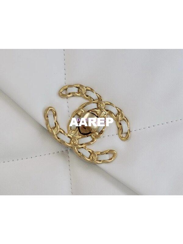 Replica Chanel 19 Small Flap Bag AS1160 Lambskin White Gold hardware 8