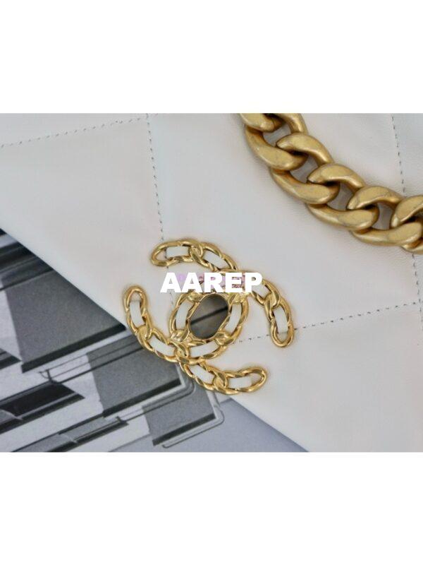 Replica Chanel 19 Small Flap Bag AS1160 Lambskin White Gold hardware 12