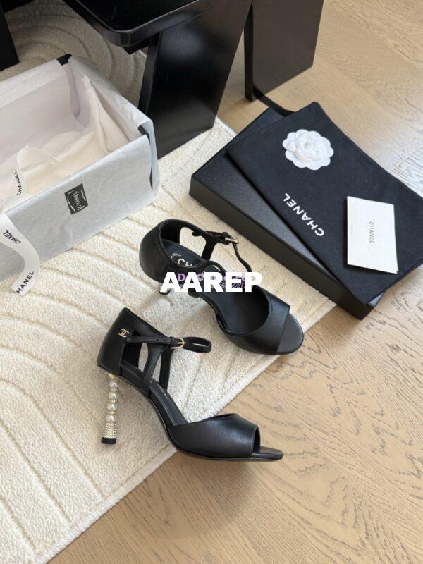 Replica Chanel 25SS Lambskin Sandals with Pearls Heel 8.5cm G46168 10