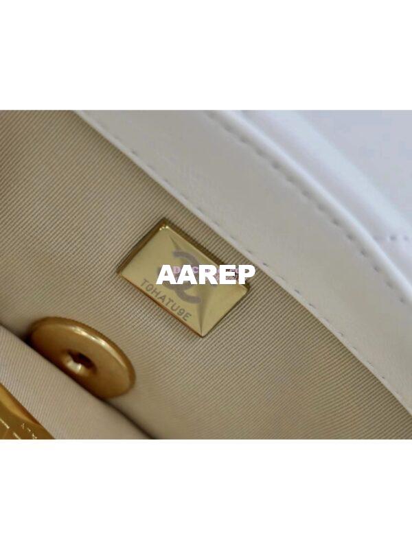 Replica Chanel 19 Small Flap Bag AS1160 Lambskin White Gold hardware 13