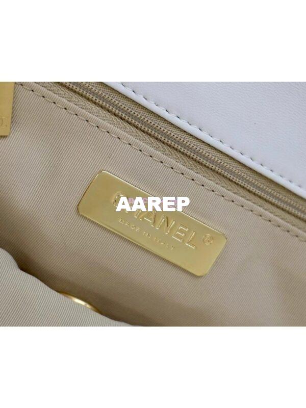 Replica Chanel 19 Small Flap Bag AS1160 Lambskin White Gold hardware 14