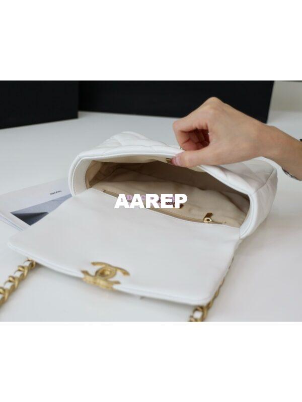 Replica Chanel 19 Small Flap Bag AS1160 Lambskin White Gold hardware 15