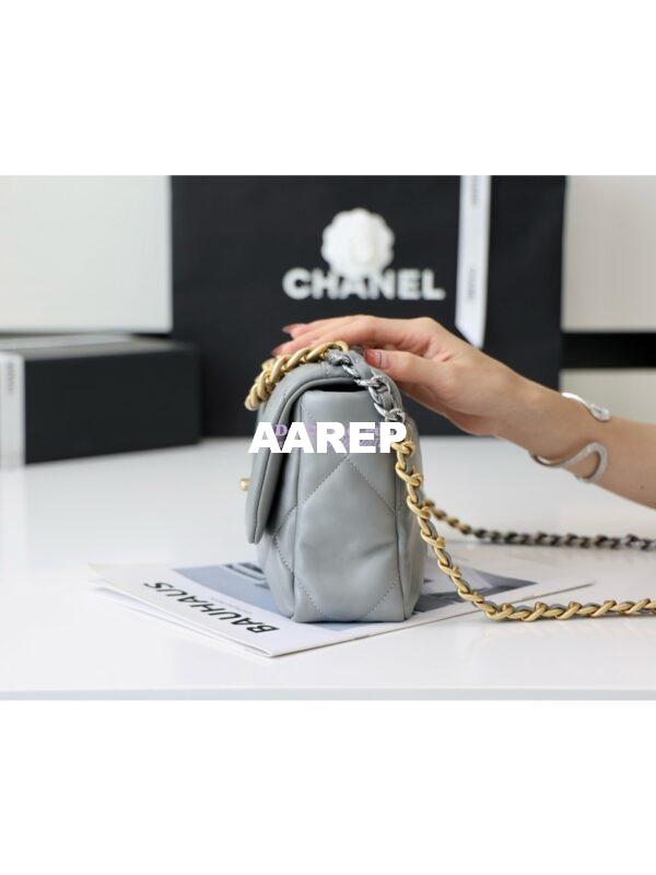 Replica Chanel 19 Small Flap Bag AS1160 Lambskin Light Grey 6