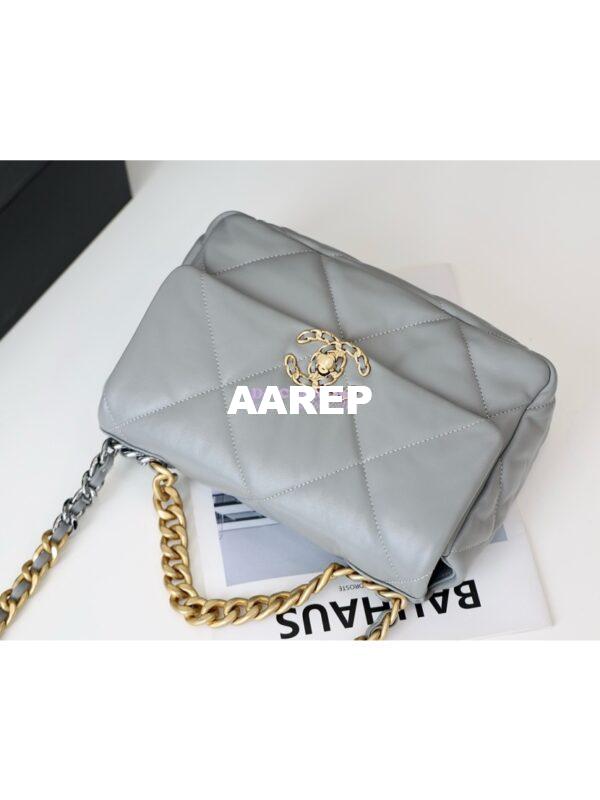 Replica Chanel 19 Small Flap Bag AS1160 Lambskin Light Grey 7