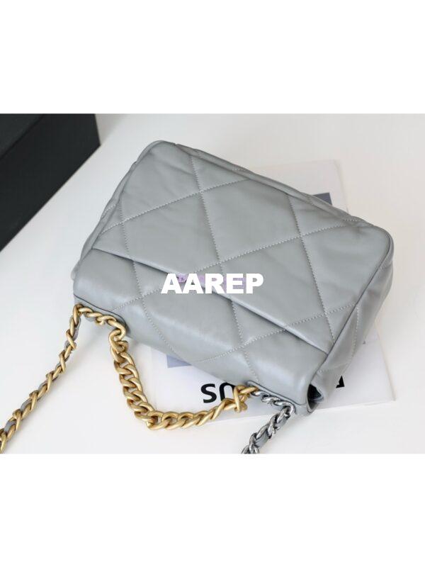 Replica Chanel 19 Small Flap Bag AS1160 Lambskin Light Grey 8