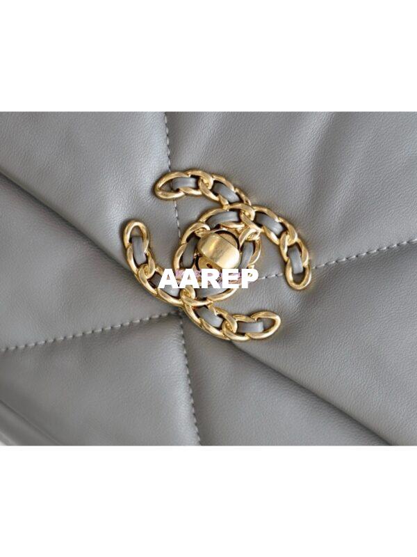 Replica Chanel 19 Small Flap Bag AS1160 Lambskin Light Grey 12