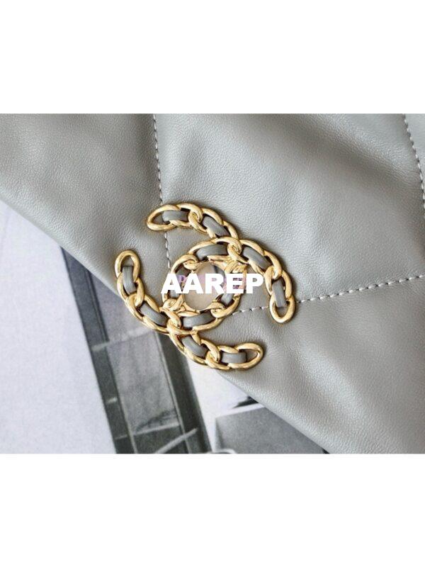 Replica Chanel 19 Small Flap Bag AS1160 Lambskin Light Grey 14