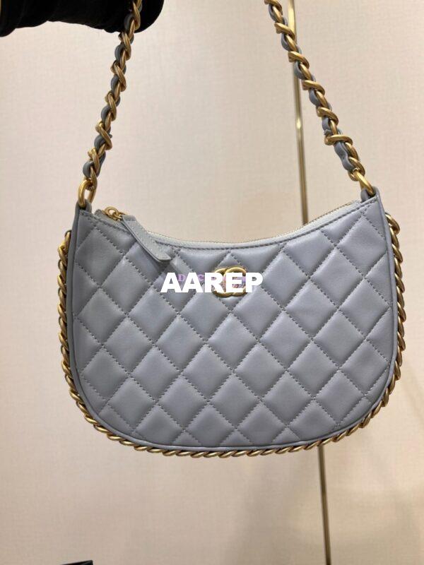 Replica Chanel Hobo Handbag in Shiny Crumpled Lambskin AS4378 Grey 5