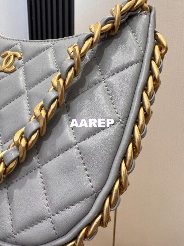 Replica Chanel Hobo Handbag in Shiny Crumpled Lambskin AS4378 Grey 6