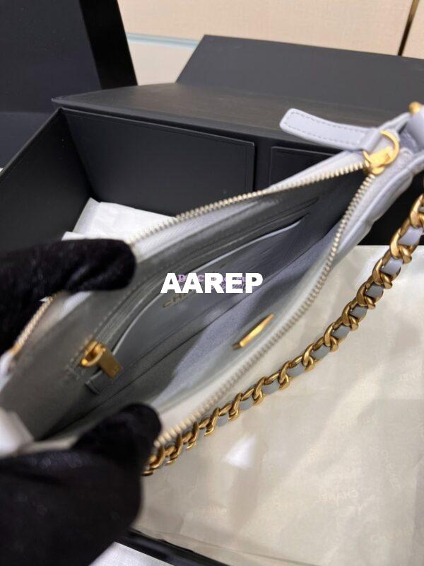 Replica Chanel Hobo Handbag in Shiny Crumpled Lambskin AS4378 Grey 9