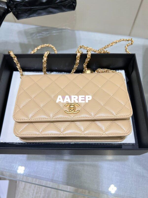 Replica Chanel WOC With CC Details On Strap AP1450 in Lambskin Beige 3