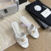 Replica Chanel 25SS CC Pearls Mules with Pearls Heel 50mm Calfskin Black G46484