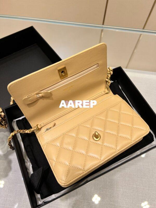 Replica Chanel WOC With CC Details On Strap AP1450 in Lambskin Beige 10