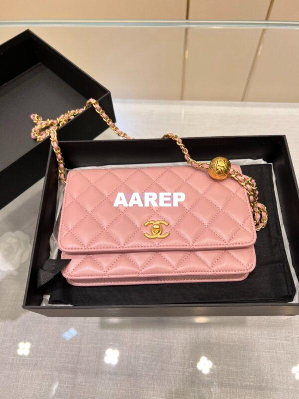 Replica Chanel WOC With CC Details On Strap AP1450 in Lambskin Light Pink 3