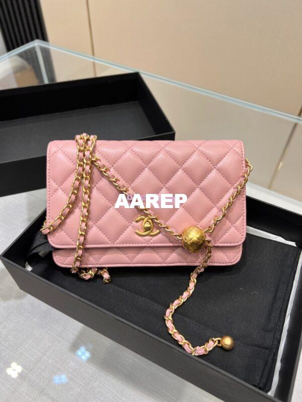 Replica Chanel WOC With CC Details On Strap AP1450 in Lambskin Light Pink 4