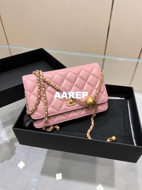 Replica Chanel WOC With CC Details On Strap AP1450 in Lambskin Light Pink 5