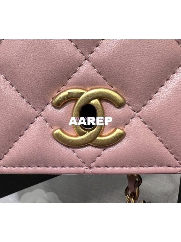 Replica Chanel WOC With CC Details On Strap AP1450 in Lambskin Light Pink 8
