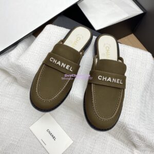 Replica Chanel 25SS Logo Rhinestones Calfskin Mules G37432